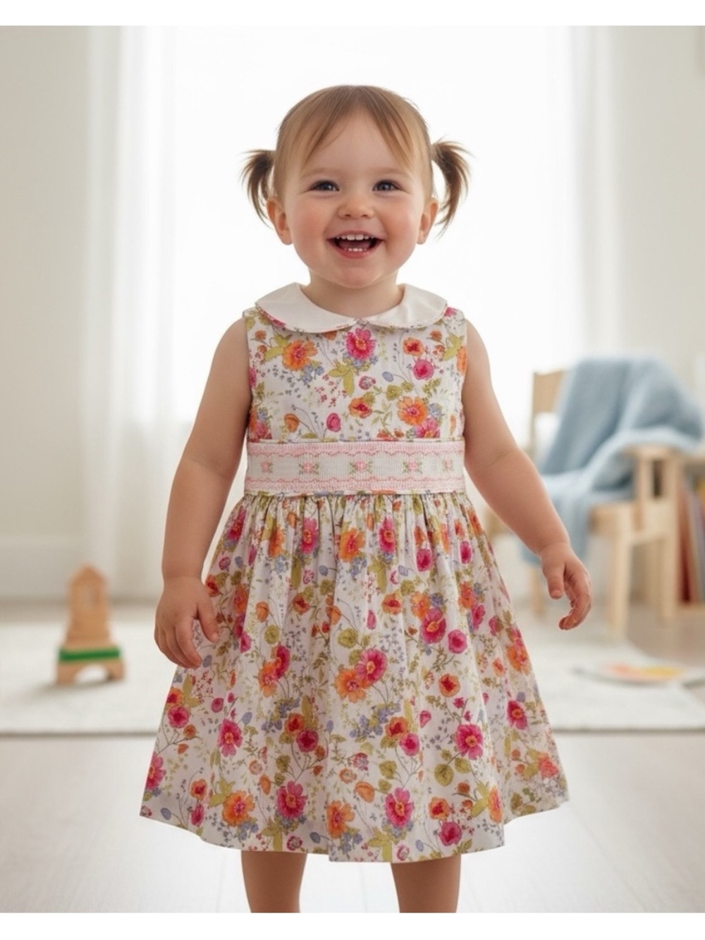 NWT Bonnie Jean Floral Smocked Dress Girls 3/3T